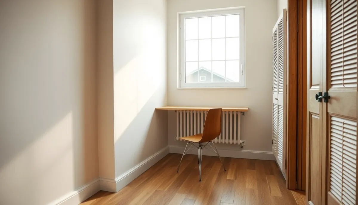 Pièce terminée après isolation des murs par l'intérieur avec murs lisses et finition soignée
