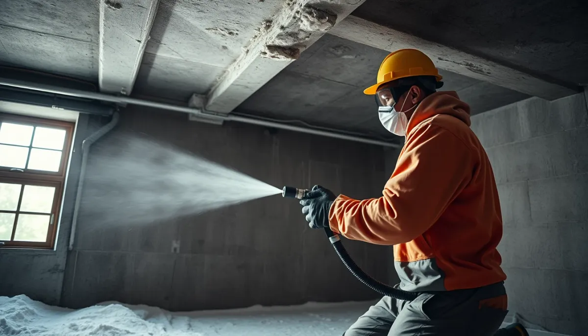 Pose professionnelle de mousse polyuréthane projetée sous plancher bas en Lorraine