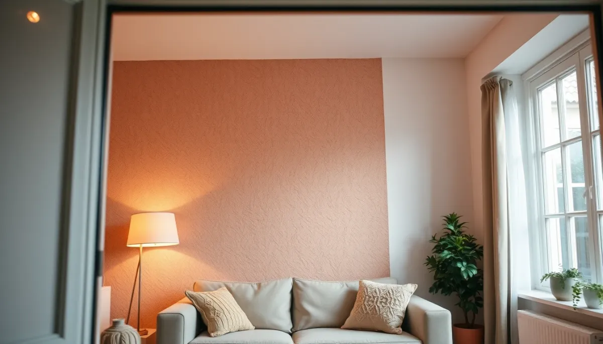 Intérieur confortable d'un salon avec mur isolé par l'extérieur, illustrant le confort thermique