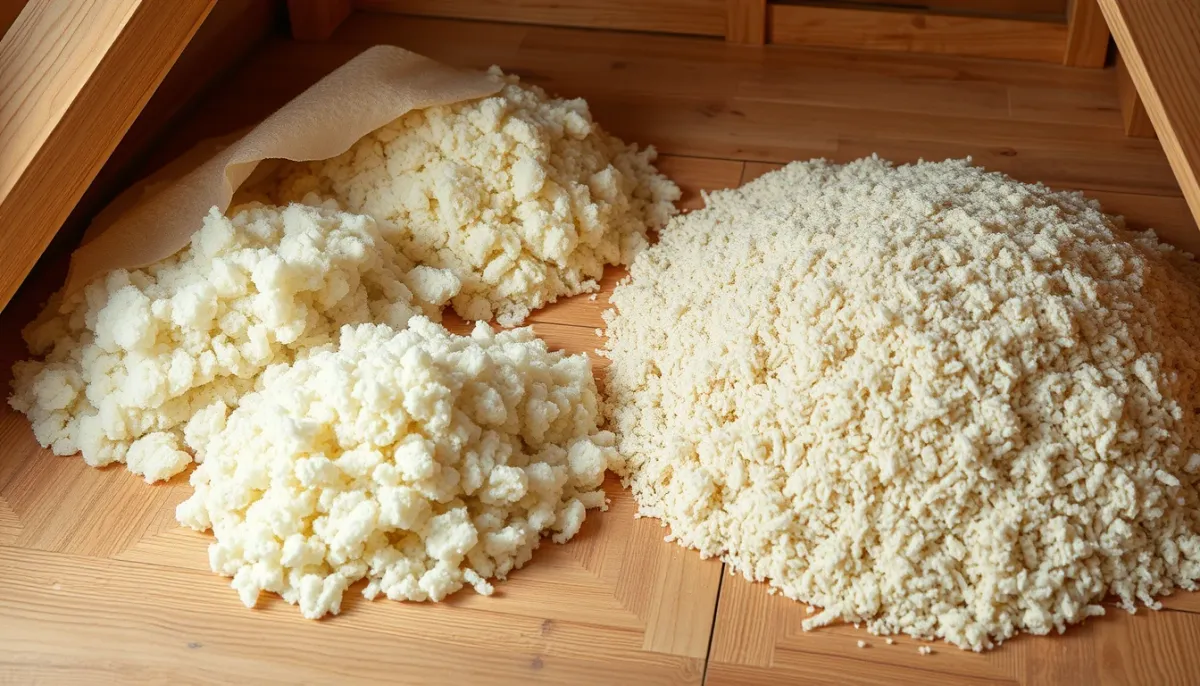 Comparaison de trois isolants pour combles perdus : ouate de cellulose, laine de verre et laine de roche