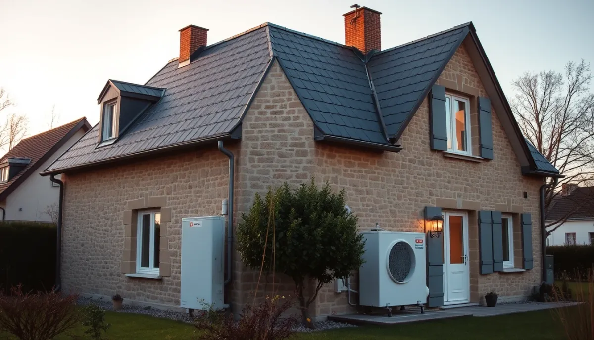 Maison lorraine équipée d'une pompe à chaleur, illustrant les spécificités locales en Meurthe-et-Moselle