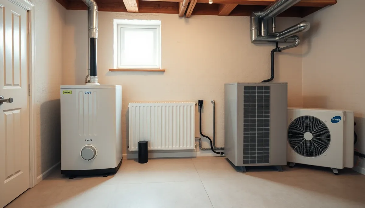 Comparaison entre une chaudière gaz au sol et une pompe à chaleur dans une maison