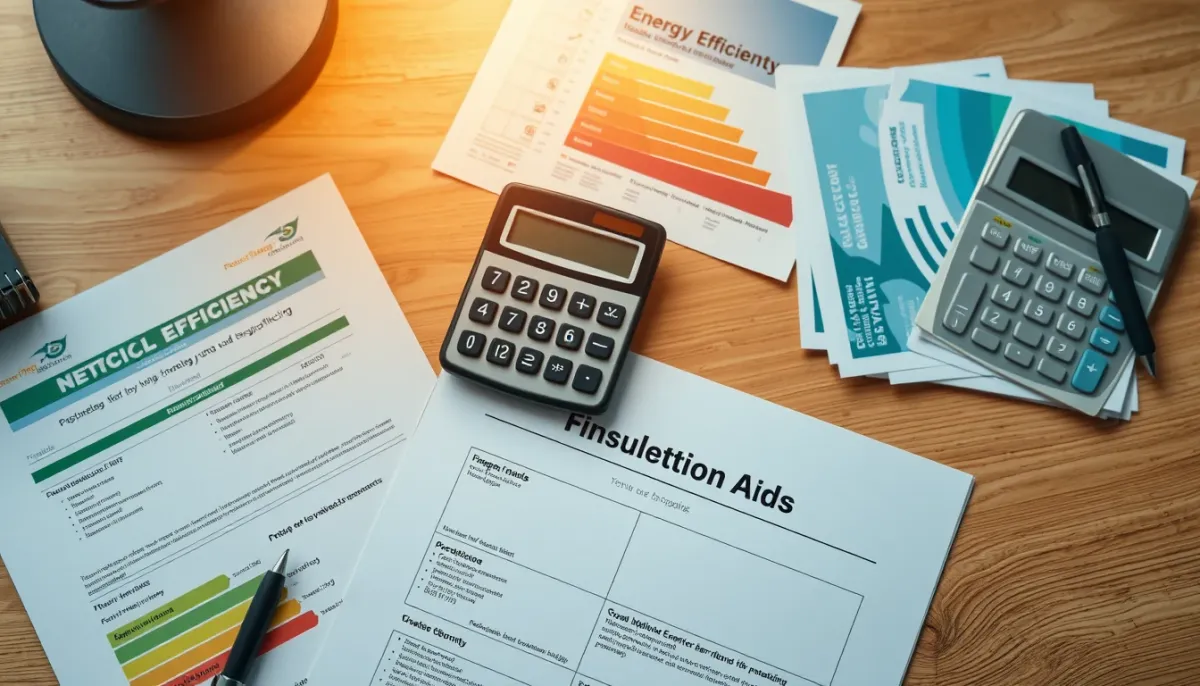 Documents et échantillons d'isolant illustrant les aides financières pour l'isolation du plancher bas