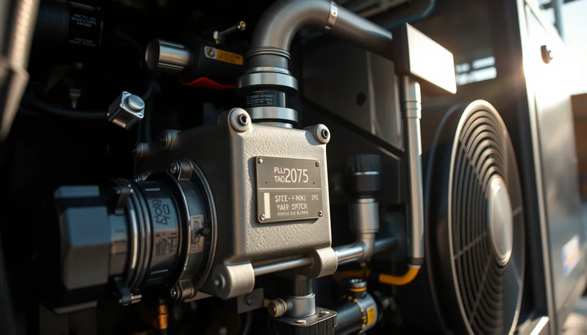 Gros plan sur les composants techniques d'une pompe à chaleur air/eau Viessmann Vitocal